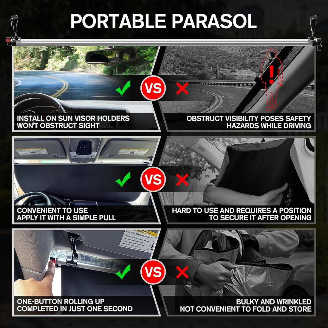 IS1260 Imtos Automatic Retractable Windshield Sunshade